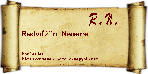 Radván Nemere névjegykártya